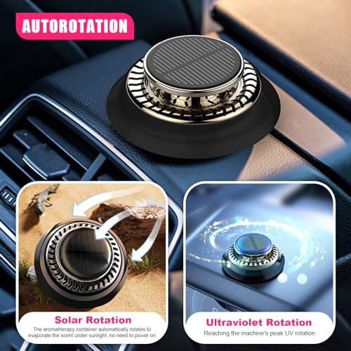 Suvnie Car Air Freshener, Solar Energy Auto Rotating Diffuser with Fragrance, Aromatherapy Air Purifier for Car and Home, Vehicle Interior Scents Decor Accessories for Men Women (Black Cologne) - Thumbnail 3