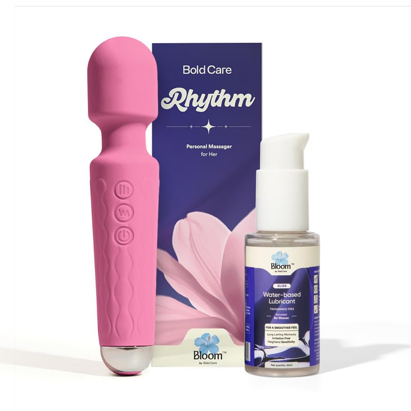Bloom Rhythmic Massager Combo | 1 Wand Full Body Massager & Fragrance-Free Massage Gel (50 ml) | 20 Speed Modes | Deep Tissue Relaxation-image-15