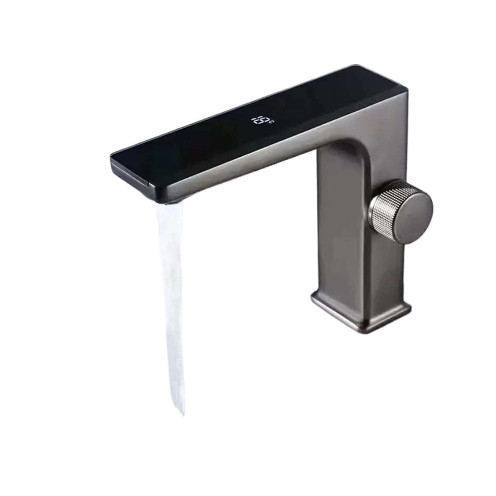 CVFRDD Gun Grey Smart Sensor Basin Faucet, Digital Display Screen Hot Cold Water Mixer Tap, Vanity Touchless Faucet For Bathroom Basin(Gun Grey B)