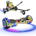 G1 Graffiti Yellow Hoverboard & Hoverkart Bundle | Self-Balancing 6.5" Scooter with LED Lights & Bluetooth | Hoverboard Go Kart Bundle for Kids, Teens, and Adults