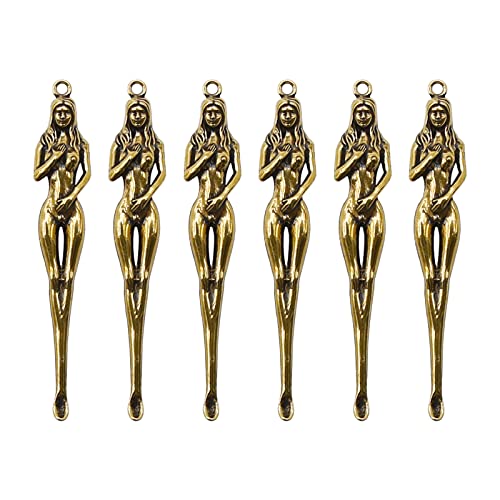 LIDSCURA 6 mini cucharas de rapé vintage, pala pequeña/cucharas doradas elegantes con espátula redonda pequeña, llavero de latón, cuchara de oreja retro de metal pequeño