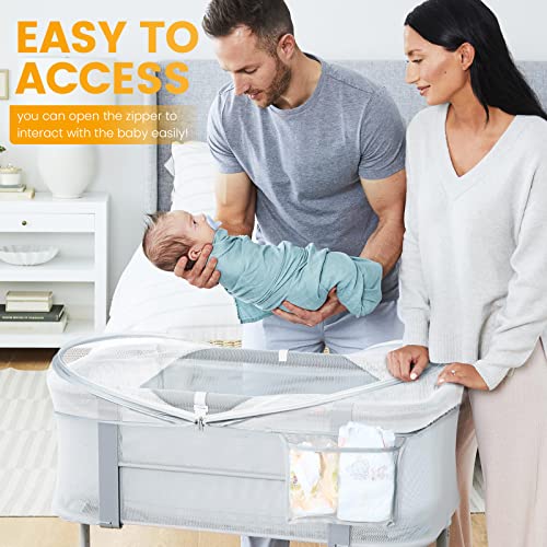 image for Orzbow Bassinet Cover with Two-Way Zippers & Storage Bag, Bassine Mosq