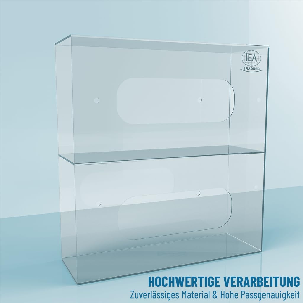 IEA Medical - Dispensador de guantes de 2 compartimentos | dispensador de guantes de acrílico | para guantes desechables (dispensador de guantes 2 compartimentos)