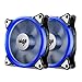 Aigo, Halo LED 120mm 12cm PC CPU Computer Case Cooling Neon Quite Clear Fan Mod 4 Pin/3 Pin (2 Pack Blue)
