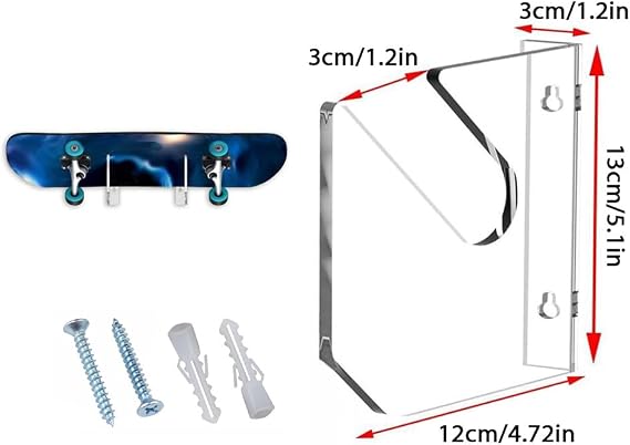 Board Rack Wall Mount, Asudaro Skateboard Wall Mount, for Longboard Skateboard Organizer, Yacht Decks, Transparent, Skateboard Wall Mount Display Rack 1-Compartment