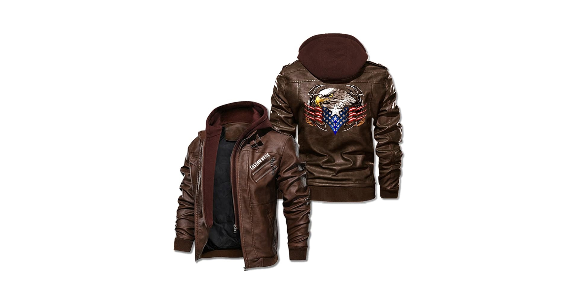 Ameri　FAKE LEATHER COLOR JACKET The Next Mens Distressed Inspired by American Flag USA