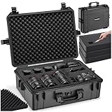 tectake Maletín para Cámara de 35 Litro | con 4 Esterillas de Espuma protección | Negro, maletin Organizador con válvula de presión, Caja estanca Exterior - 56 x 42 x 21 cm