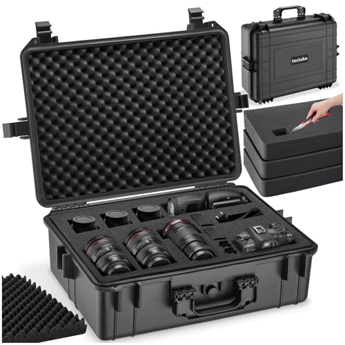 tectake® Malette de Protection, Inserts Mousse pour Appareil Photo, caméra & Accessoires ou Outils, Boite étanche, Valise étanche avec poignée & Serrure 4...