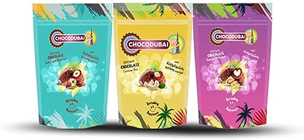 Kingdom Dates Choco Dubai Chocolate Stuffed with Nuts 100g Pack of 1 (ASSORTED) | Premium Drenched in Rich Chocolate and Stuffed with Crunchy Nuts for a Luxurious Treat.