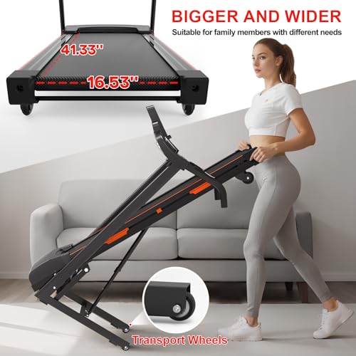 Image of Folding Treadmill, Treadmills for Home 330 LBS Capacity,Max 3.5 HP Electric Treadmill with 0-15% lncline,5.0 in LED Display Bluetooth Speaker Pulse Sensors