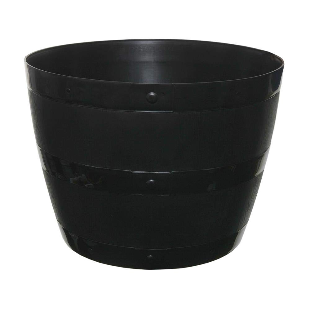 Whitefurze Large Black Plastic Barrel Flower Planter Pot Garden Plant Tub Container Uk Made
