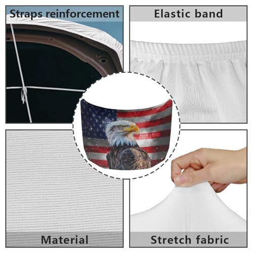 Image of Eagle and Flag Car Hood Cover Patriotic Stretch Car Hood Cover Protector for Car Hood Removable Automotive Accessories for Most Automotive Sedans Trucks Pickup SUVs