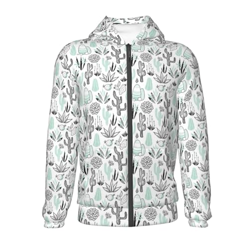 Cactuses and Succulents Kid Hoodies Boys Zip Up Sweatshirts Girls Pullover with Pocket2