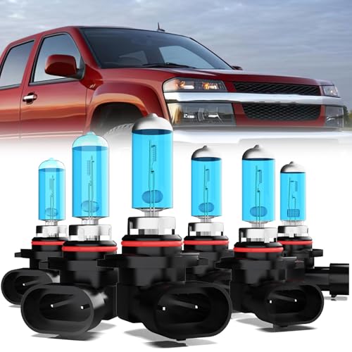 Image of Headlight Bulbs Compatible With Chevrolet Colorado 2009-2012, 9005 + 9006 High Low Beam + 9145 Fog Lights Halogen Light Bulb, Super Bright 6000K White, Plug and Play, Pack of 6