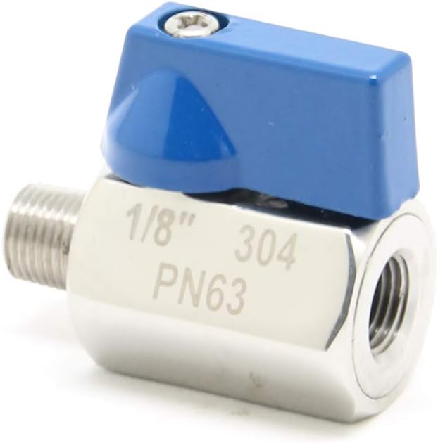 QiiMii 1/8" New Stainless Steel 304 Mini Ball Valve NPT Female x Male Thread SS304