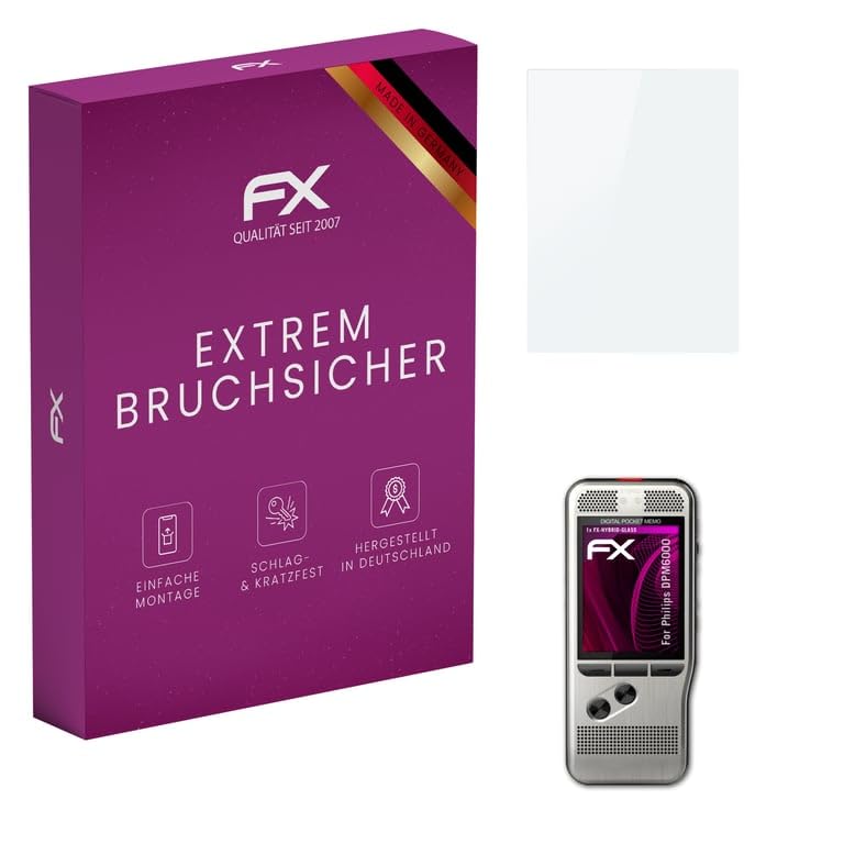 atFoliX Plastic Glass Protective Film compatible with Philips DPM6000 Glass Protector, 9H Hybrid-Glass FX Screen Protector