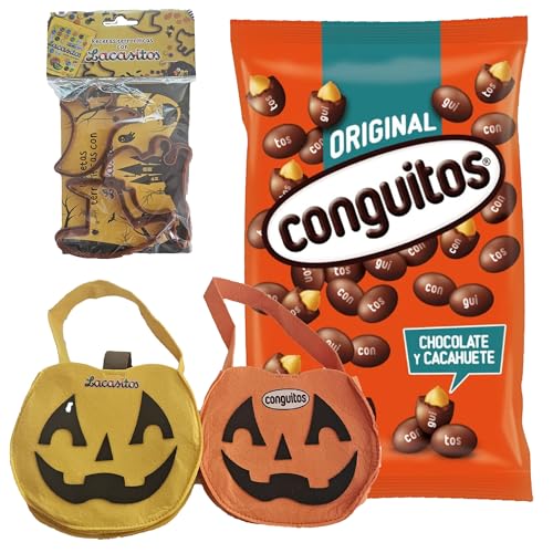 Pack Halloween:conguitos negro bolsa 1kg,molde y bolsa calabaza lacasitos y conguitos