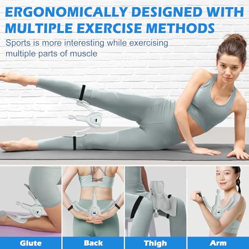 Image of 3rd Gen Thigh Master 0-100 lbs Adjustable Resistance Inner Thigh Exerciser Trainer Counter with Leg Straps Band Pelvic Floor Kegel Hip Exercise Workout Equipment Pilates Women Men (White)