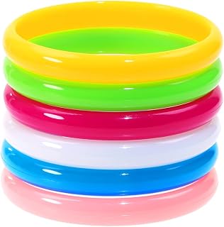 PPhtony 6PCS Retro 80s 90s Neon Candy Color Resin Bracelets - Costume Party Bangles for Women Men