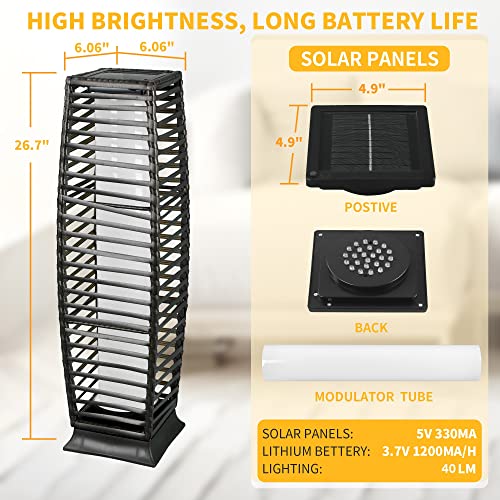 Solar Floor Lamp, Outdoor Floor Lamp, Solar Lanterns Outdoor Waterproof, Solar Powered Resin Wicker Outdoor Solar Lamp,Weather-Resistant Rattan Deck Light For Porch, Garden, Patio, Deck #TOP5