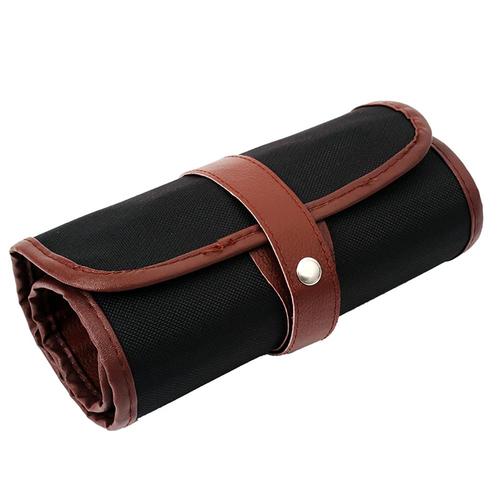 Hugede Black And Brown Canvas Roll Up Pencil Case Pencil Pouch Holder Pencils Wrap Stationery Case Pencil Organizer For Painter Artist 72 Slots