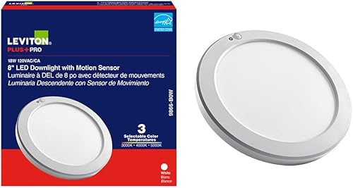 Miniatura 9 de Leviton Downlight LED con sensor de movimiento, redondo de 8", blanco, 9866-B0W