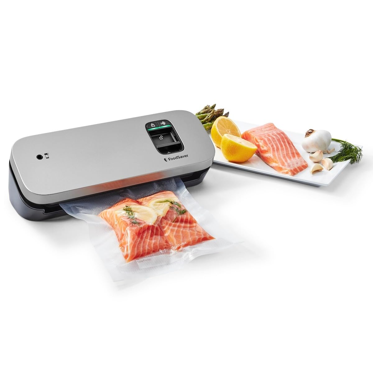 Foodsaver Vs1190X Macchina Sottovuoto Per Alimenti Compatta Adatta A Piccoli Spazi, Sigillatura Automatica, Argento/Nero, ‎17.5 x 35.8 x 18 cm, 1.45 Kg