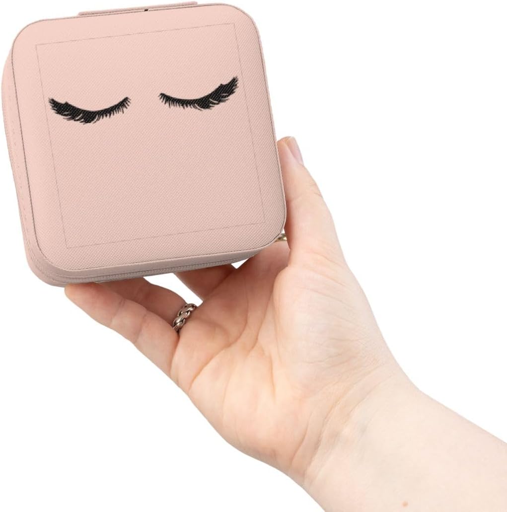3dRose Image of Pretty Glam Black Eyelashes Jewelry Travel Case Pink