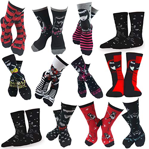 Girl's Emily the Strange Fun Colorful Fashion Crew Socks Gift Box2