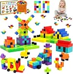 BARAKYEG Costruzioni Magnetiche per Bambini 80Pezzi,10 Colori,Puzzle Giocattolo Educativo Montessori,Gioco Educativo per Giocattoli 3 4 5 6 7 anni,Educativi Regalo Femmina Ragazzi,Borsa di Stoccaggio