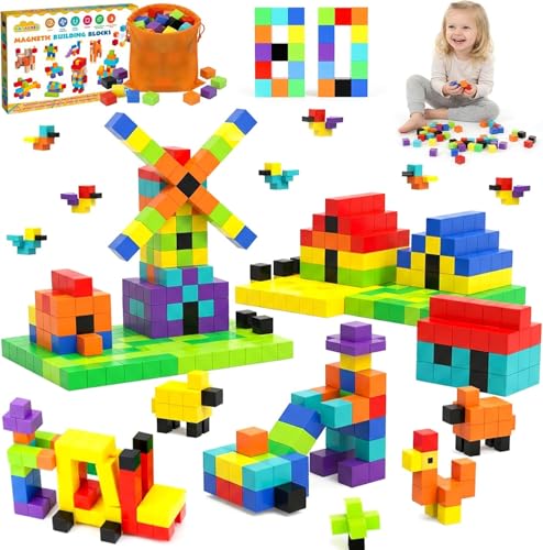 BARAKYEG 80 Pièces Blocs de Construction Magnétiques,10 Couleurs-Cubes Magnétiques...