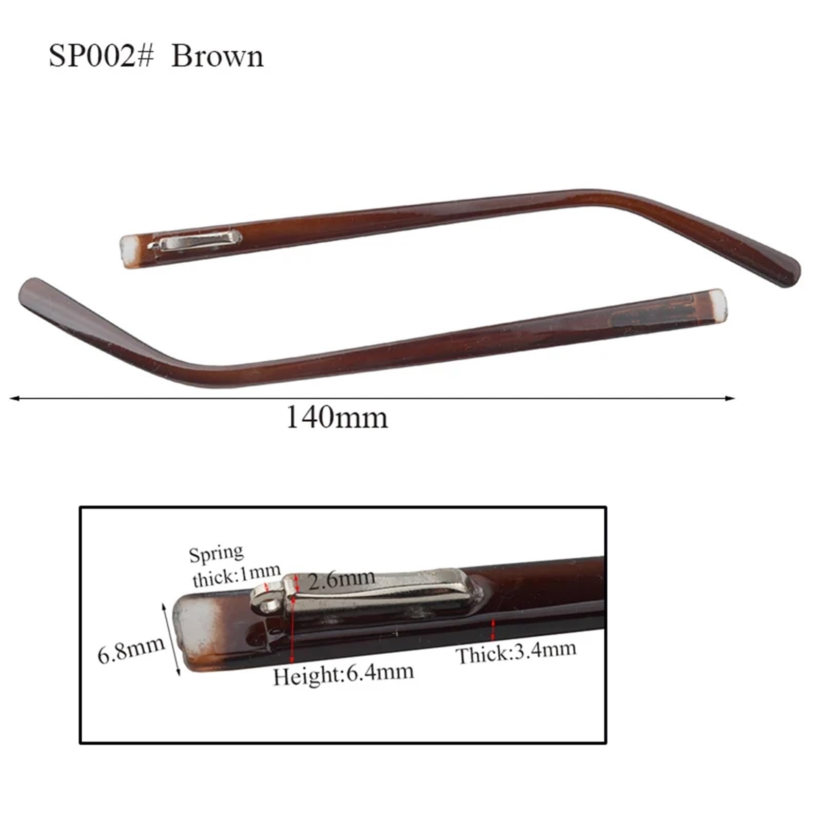 Noga zausznika okularów 2 pary okularów wiosennych okulary zausznikowe plastikowe nogi akcesoria do naprawy czarny brązowy(Sp002 Various Color)