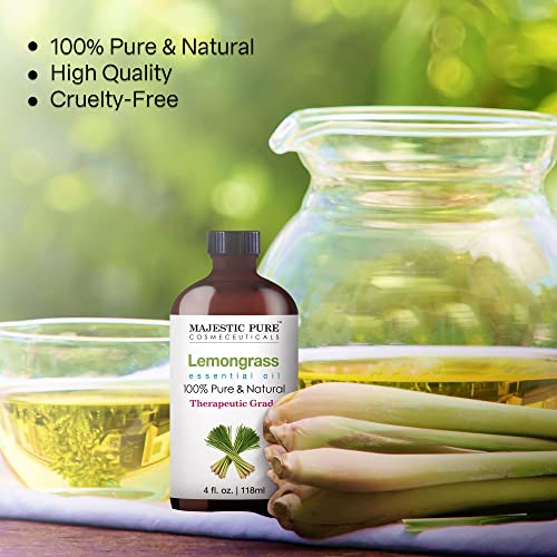 Majestic Pure Lemongrass Essential Oil, Therapeutic Grade, Pure And Natural Premium Quality Oil, 4 Fl Oz #TOP5