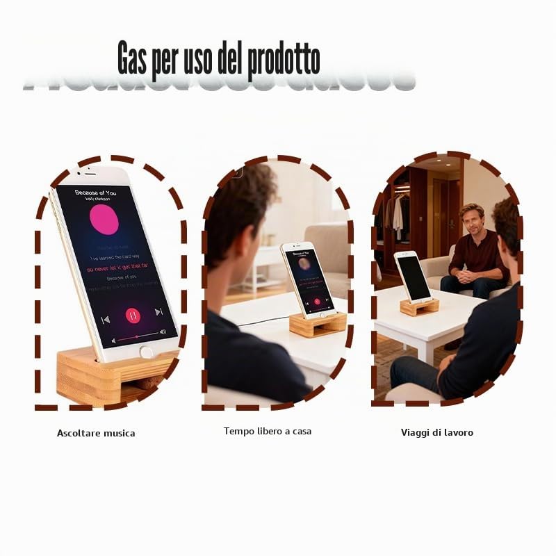 Supporto Per Telefono In Legno Con Amplificatore Acustico Passivo – Design Naturale Per Casa E Ufficio