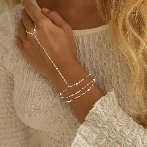 Image of Moodear Bracelet Set for Men, Sterling Silver Gold Plated Chain Bracelet Set
