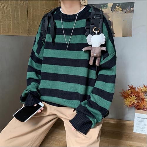 Men's Striped Knitted Pullover Casual Color Block Slim Fit Sweater Crewneck Black Long Sleeve Patchwork Sweaters2