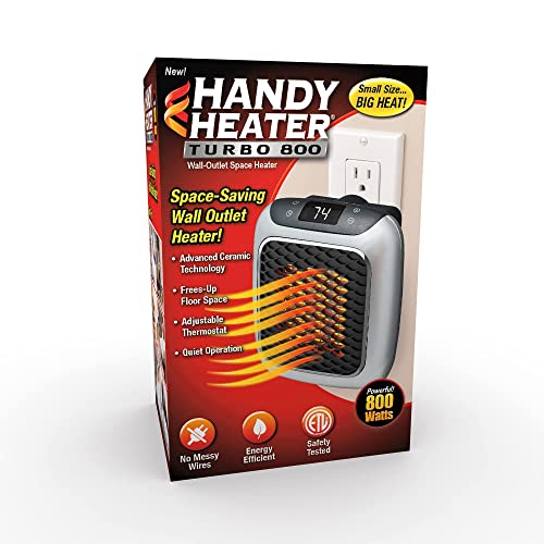 Ontel Handy Heater Turbo 800 Watt Space-Saving Wall Outlet Heater (Renewed)