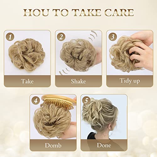 Auruza 3Pcs Messy Bun Hair Piece For Women Fake Hair Ponytail Extensions Clip In Human Hair, Hairpiece Curly Wavy Messy Synthetic Tousled Updo Bun Accessories Set For Women For Daily Wear #TOP6