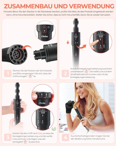 5-in-1 Lockenstab Set von Ohuhu mit verschiedenen Aufsätzen