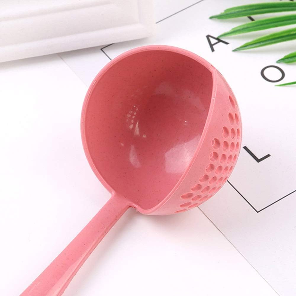 Spoon Long Handle Kitchen Strainer Solid Color Cooking Colander Plastic Tableware