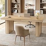 Tribesigns 63' Executive Desk, Modern Executive Office Desk with Thickened Desktop and Heavy-Duty Legs, Wood Writing Workstation Study Table Conference Table for Office, Natural