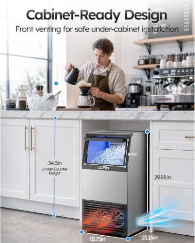Image of Mojgar Commercial Ice Maker Machine, 100lbs /24H with 18-33lbs Ice Storage