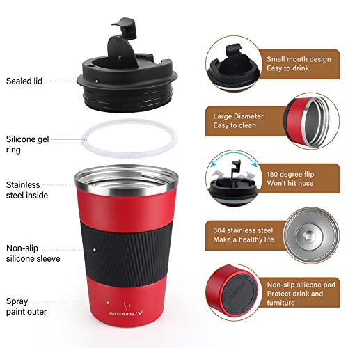 12Oz Travel Mug, Momsiv Insulated Coffee Cup With Leakproof Lid, Vacuum Stainless Steel Double Walled Reusable Tumbler For Hot And Cold Water Coffee And Tea In Travel And Car #TOP1