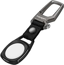 Spigen Rugged Armor Designed for AirTag Case Cover Holder Keychain Ring Carabiner for Keys, Bags, Wallets, Pet Collar