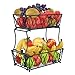 Obstkorb 2 Stöckig Obstschale Hohe Kapazität Deko Obst Etagere Einfach zu zerlegen und unabhängig zu verwenden Kann verwendet werden um Obst Gemüse Brot zu setzen Metall Schwarz 29*19*33cm