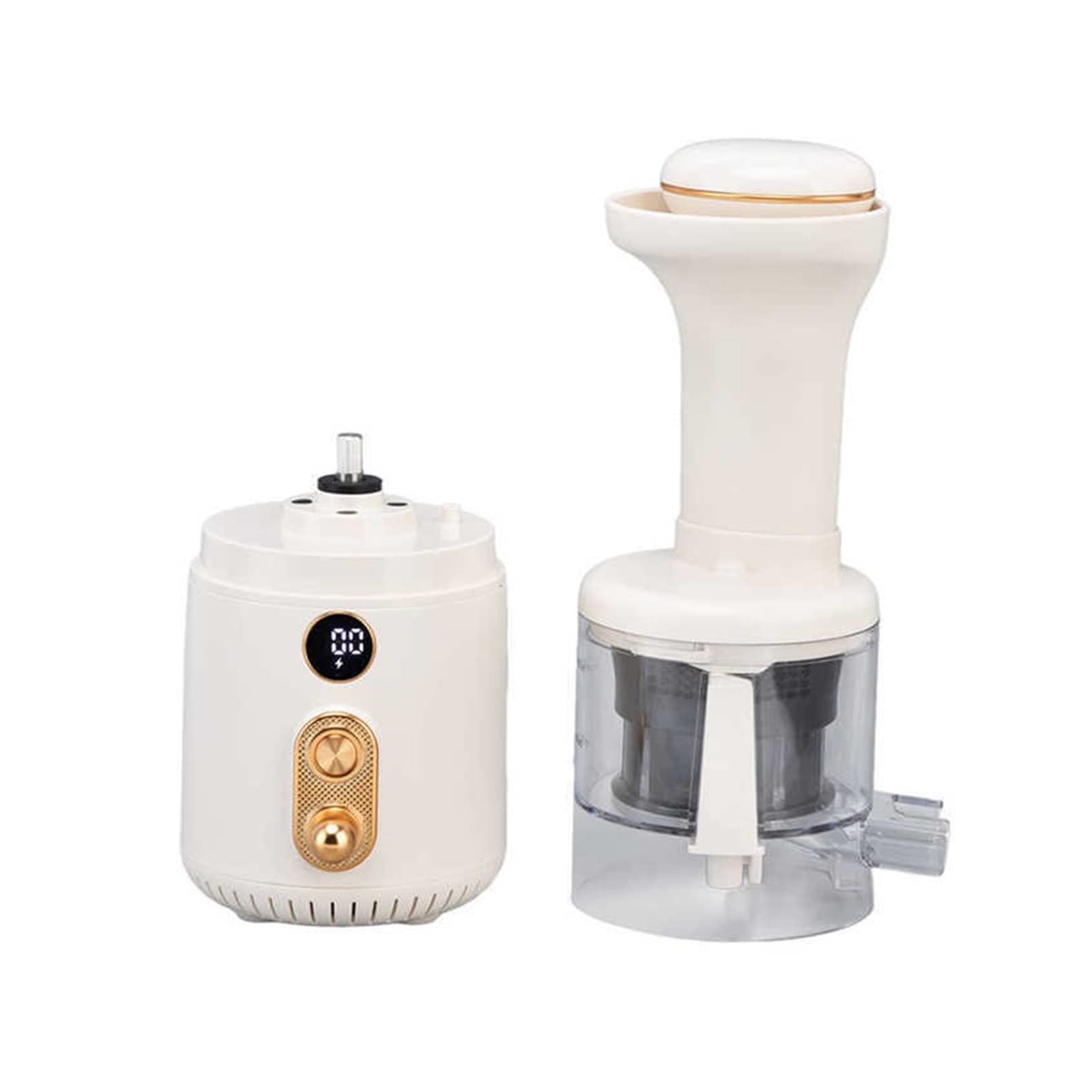 MIIKHI Portable Electric Fruits Juicer Blender Intelligent Digital LED Display Fruits Juicing Machine USB Charging (Wit)