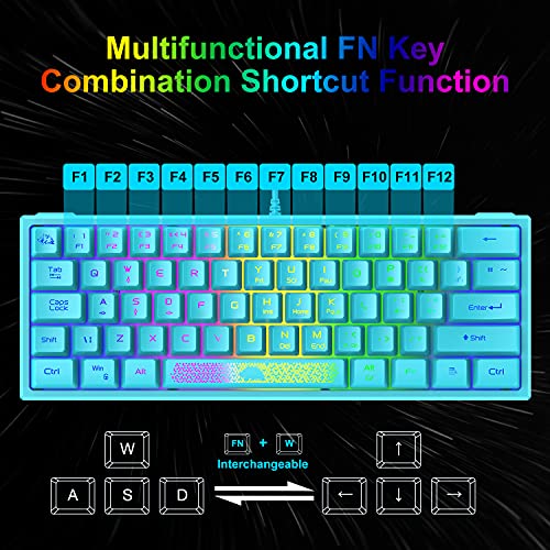 Image of XINMENG 60% Gaming Wired Keyboard And Mouse Combo Samll Mini RGB Backlight Mechanical Feeling And Honeycomb Optical Mouse, Mouse Pad For Gamers And Typists