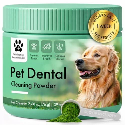 Petcarex Dog Dental Powder, Dog Breath Freshener, Natural Oral Care Powder for Daily Teeth Cleaning & Fresh Breath, Gentle Dental Powder for Everyday Use for Dogs of All Breeds and Sizes