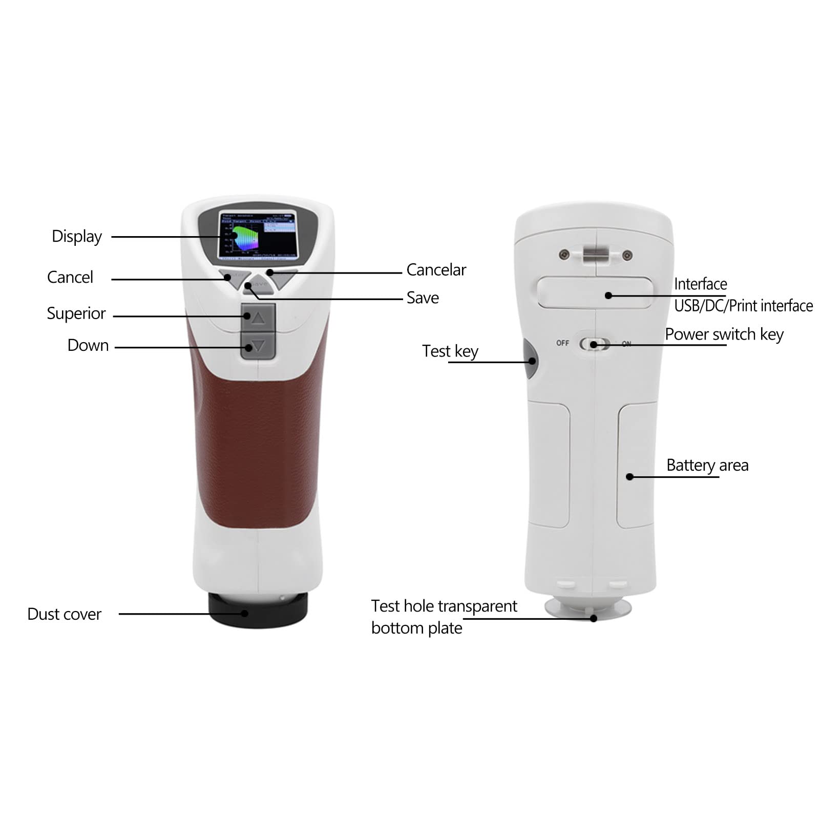 Farbmessgerät, CS-10 8MM ABS Hochpräzises Digitales Colorimeter, Tragbares Color Reader, Farbfächer Digital Bestimmen und Identifizieren für Kunststofftüchern Pulvern