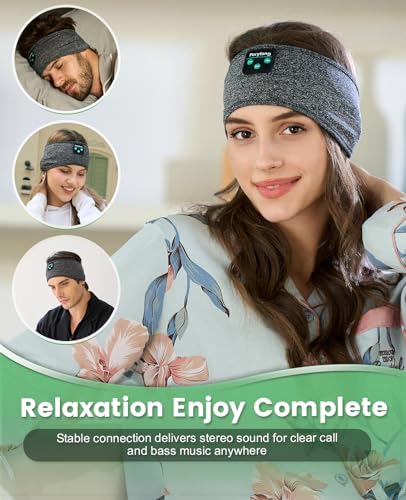 Image of Perytong Sleep Headband - Bluetooth Sleeping Headphones for Side Sleepers - Headphones for Sleeping Comfortable Headband with Thin Speaker Microphone Gift Ideas for Women Men
